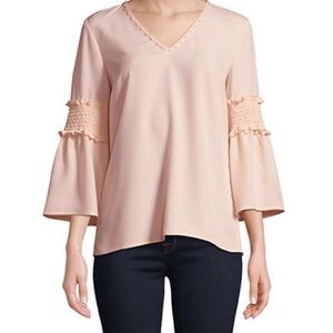 Karl Lagerfeld París Bell Sleeve Pink Blouse